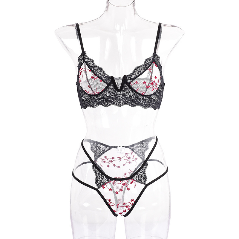 Lace Bralette Set - Conjunto de Lingerie Feminina Ultra Fina