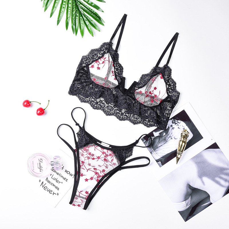 Conjunto de Lingerie Feminina  - Lace Bralette Set avaliação e preço