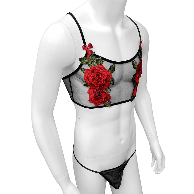 Sexy bordado masculino ver atr - Sheer Mesh Bra avaliação e preço